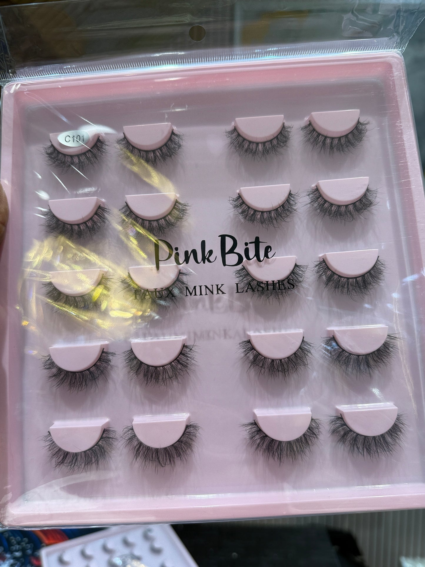 Pink bite faux mink lashes 10pair