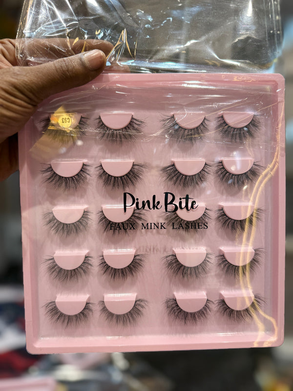 Pink bite faux mink lashes 10pair